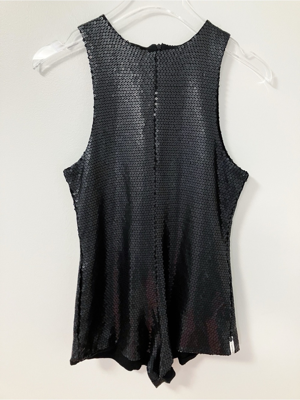 One Teaspoon | Black Sequin High Neck Romper XXS Chic Disco Glam Party Rocker